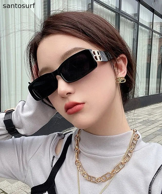 Modern Black Resin Patchwork UV Protection Sunglasses