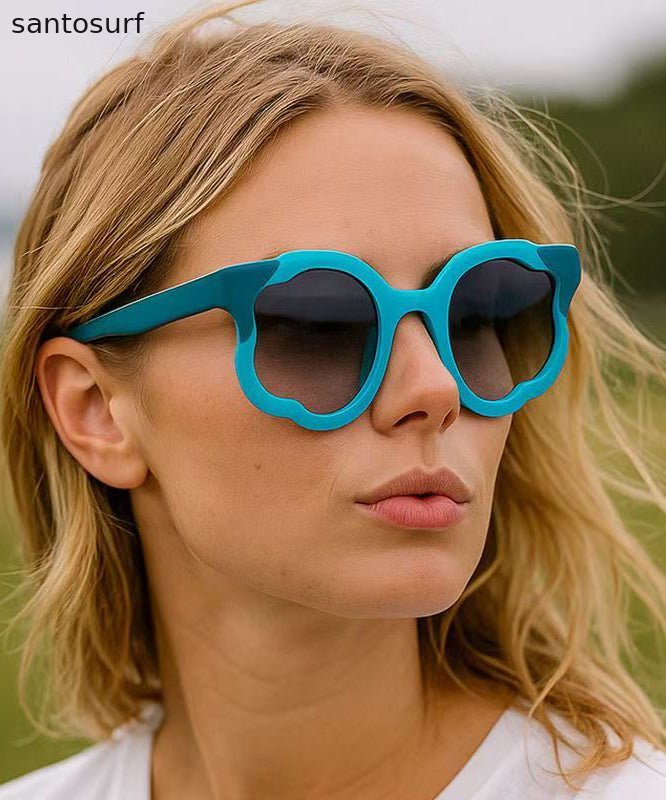 Blue Irregular Circular Patchwork Flower Decoration Sunglasses