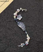Handmade Weaving Gold Star Little Cats Sweet-Scented Osmanthus Charm Bracelet