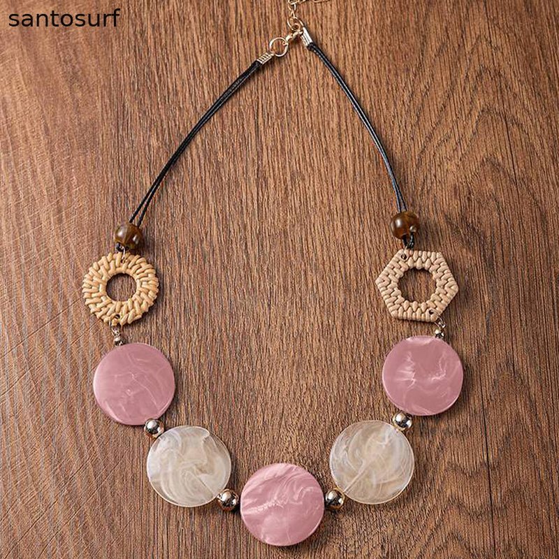 Rattan Acrylic Disc Necklace