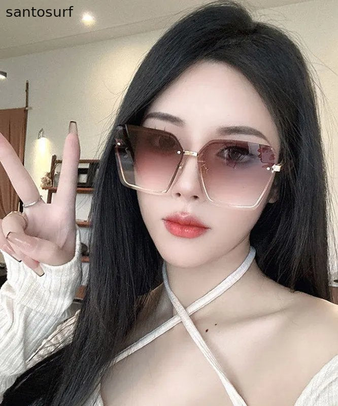 New Gradient Color Pink Metal UV Protection Sunglasses