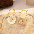 Golden Sunburst Shell Earrings