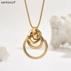 Golden Harmony Circle Pendant Necklace