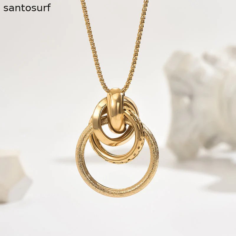Golden Harmony Circle Pendant Necklace