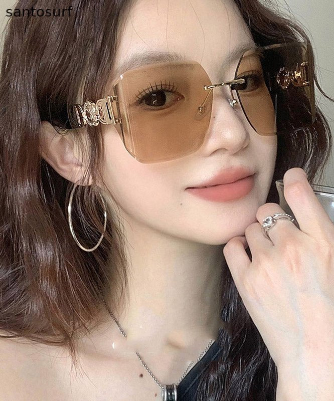 Vogue Black Metal UV Protection Hollow Out Sunglasses