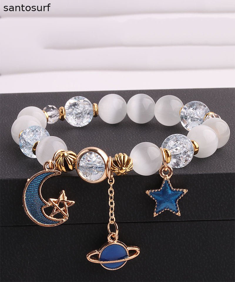 Fashion Purple Copper Alloy Crystal Coloured Glaze Star Moon Charm Bracelet