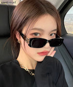 Modern Black Resin Patchwork UV Protection Sunglasses