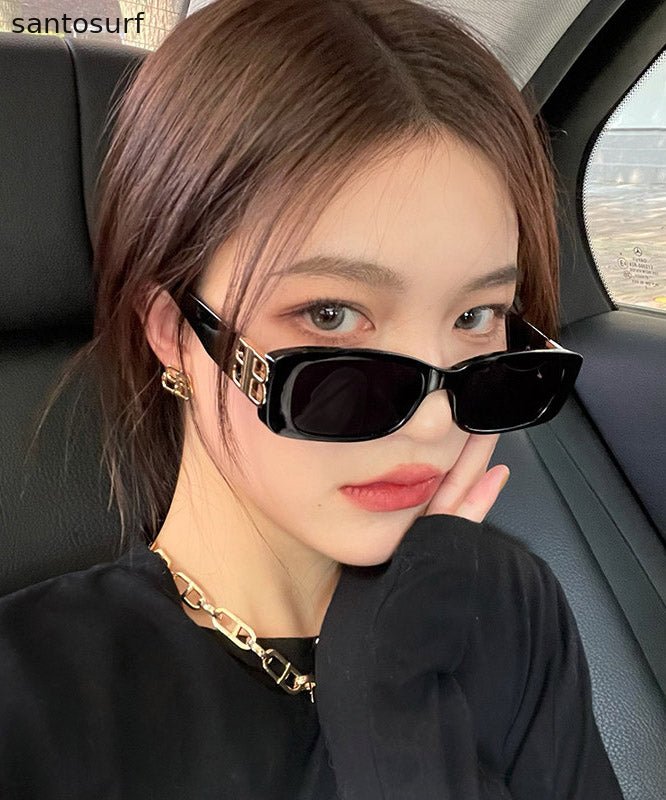 Modern Black Resin Patchwork UV Protection Sunglasses