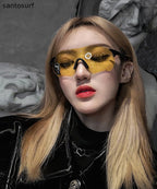 Unisex Punk Style Frameless Integrated Functional Sunglasses