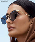 Fashionable Elegant Black Metal Leg Sunglasses