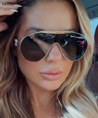 Personalized Tea Windproof Sunglasses Large Frame