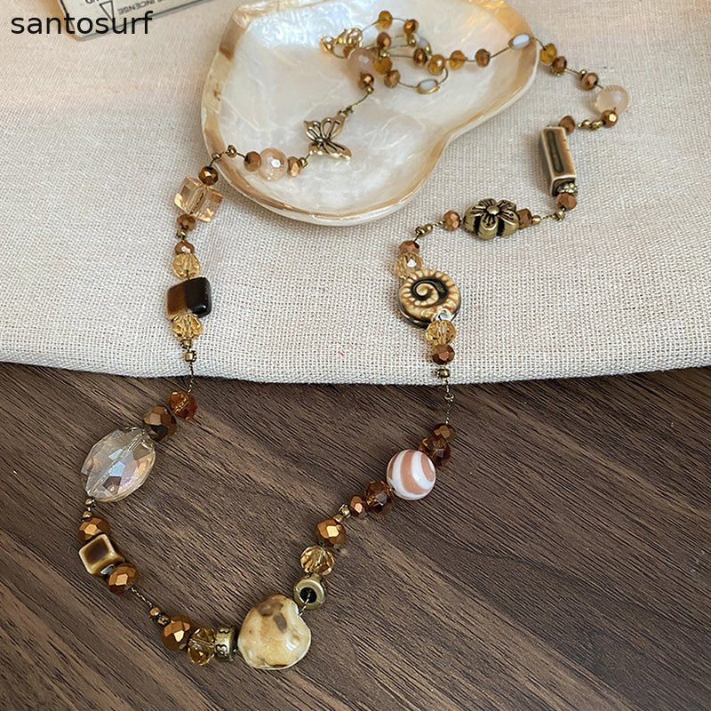 Vintage Amber Beaded Necklace