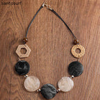 Rattan Acrylic Disc Necklace