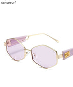 Punk Style White Geometric Metal Sunglasses