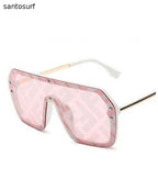 European And American Style Black Square Letter Integrated Sunglasses