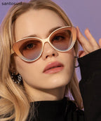 European And American Beige Versatile Triangle Sunglasses