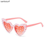 Art White Purple Resin Pearl Peach Heart Sunglasses