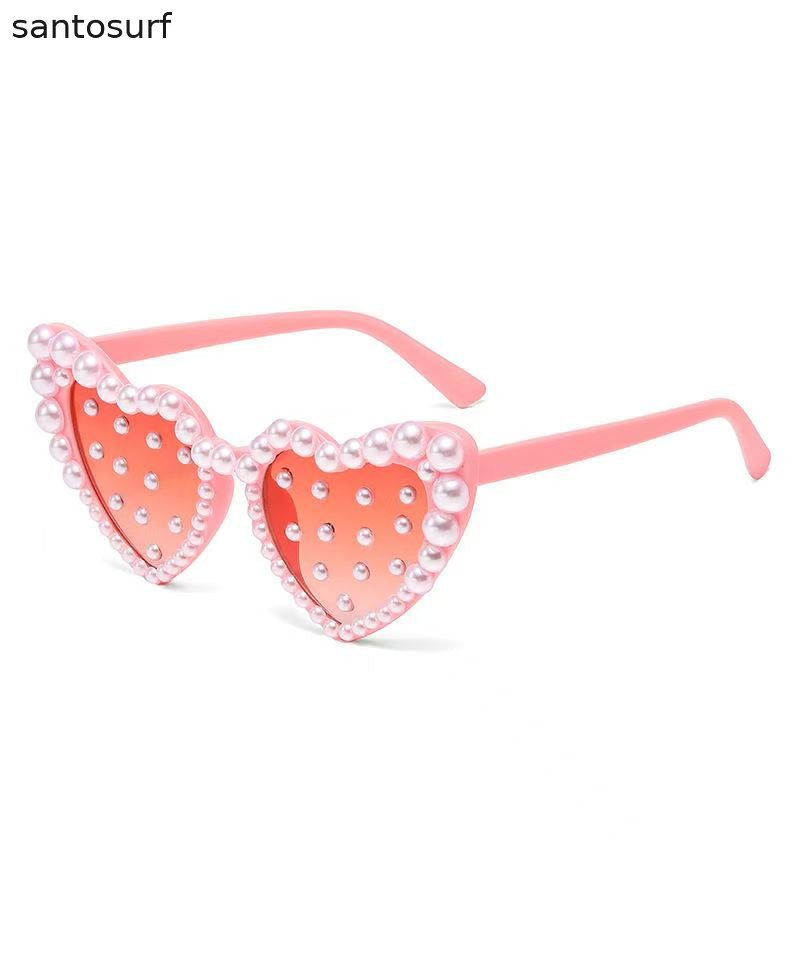 Art White Purple Resin Pearl Peach Heart Sunglasses