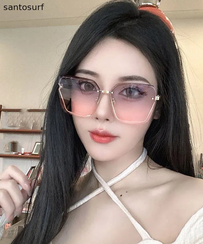 New Gradient Color Pink Metal UV Protection Sunglasses