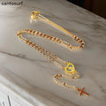 Gold Beads Virgin Mary Necklace