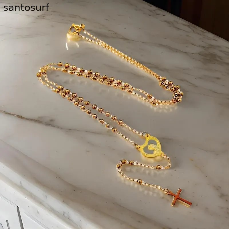 Gold Beads Virgin Mary Necklace