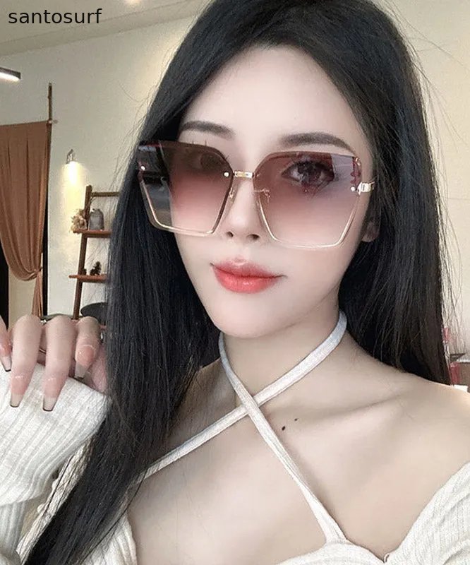 New Gradient Color Pink Metal UV Protection Sunglasses