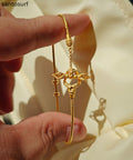 Handmade Silver Gilding Diamond Pestle Bracelet