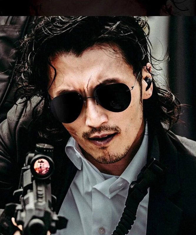 Chic Men Black Metal UV Protection Toad Mirror Sunglasses