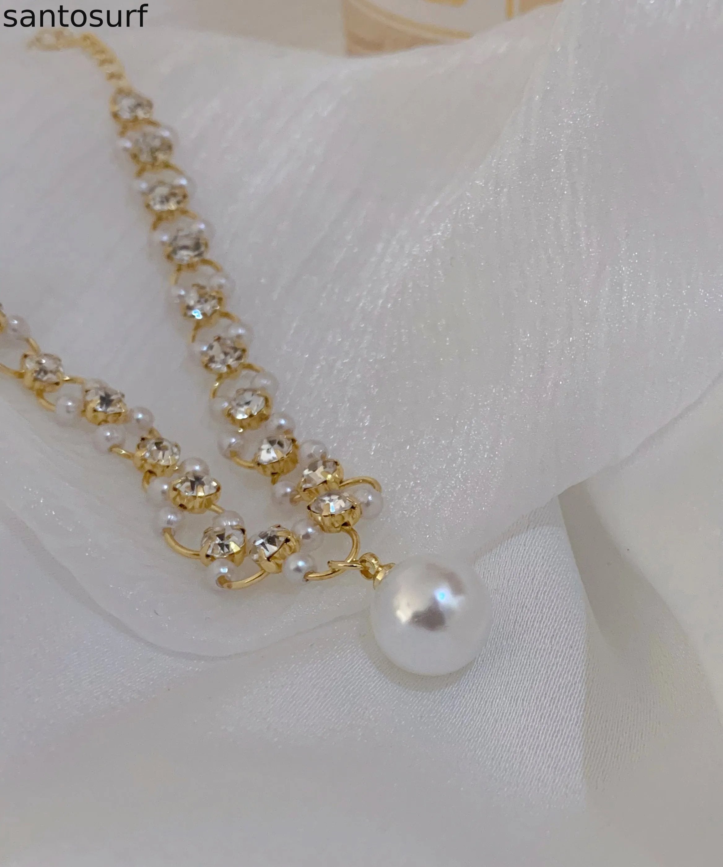Stylish Gold Copper Alloy Zircon Pearl Charm Bracelet