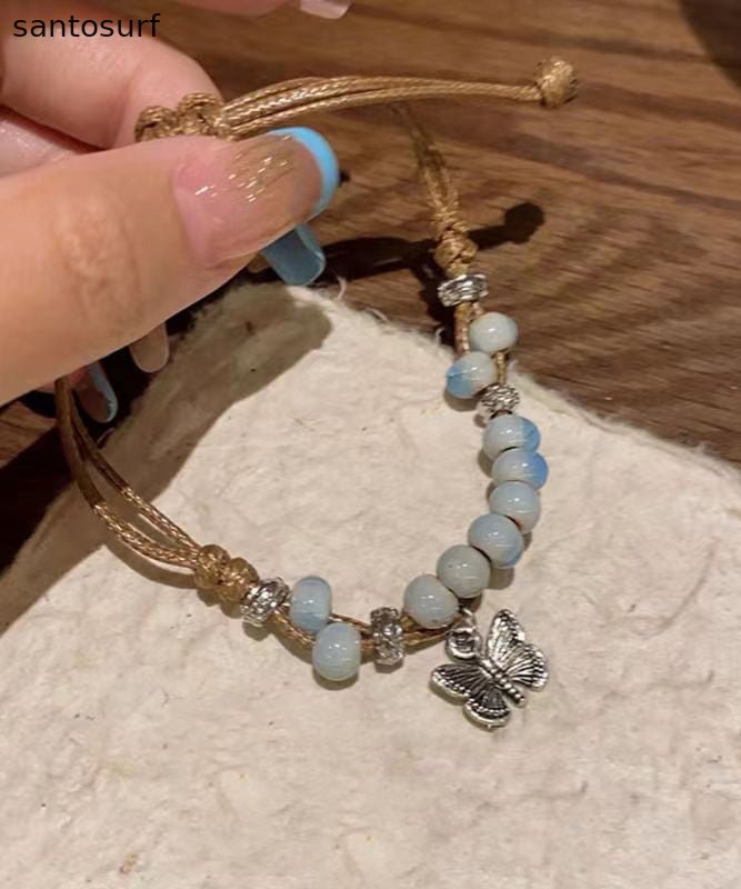 Casual Alloy Weaving Ceramic Butterfly Charm Bracelet Two Piece Set