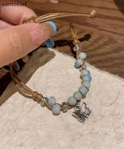 Casual Alloy Weaving Ceramic Butterfly Charm Bracelet Two Piece Set