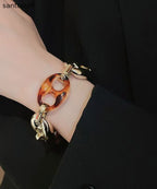 Retro Coffee Alloy Acrylic Charm Bracelet
