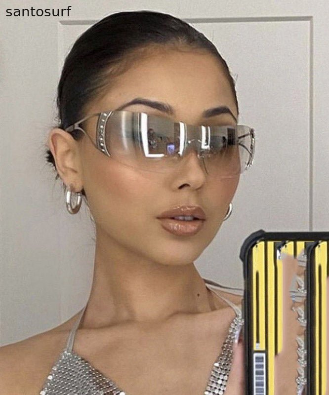 Boho Gold Grey Resin Zircon UV Protection Sunglasses