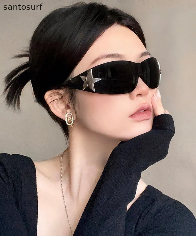 Art Black Resin Pentagram Patchwor UV Protection Sunglasses