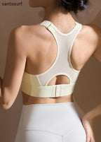 Light Yellow Hollow Out Sports Bra Tank Top