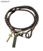 Retro Layering Braided Rope Stainless Steel Charm Bracelet