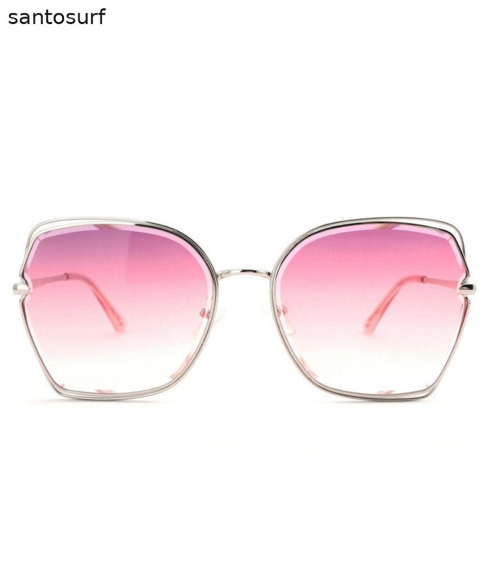 Unique Gradient Color Blue Metal Asymmetrical Sunglasses