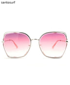 Unique Gradient Color Blue Metal Asymmetrical Sunglasses