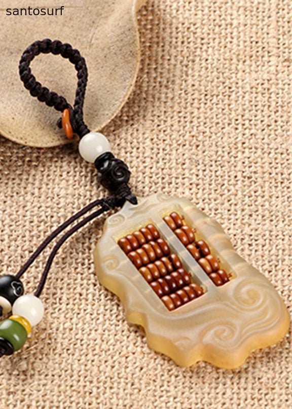 Unique Yellow Xiangyun Sandalwood Abacus Key Pendant