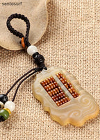 Unique Yellow Xiangyun Sandalwood Abacus Key Pendant