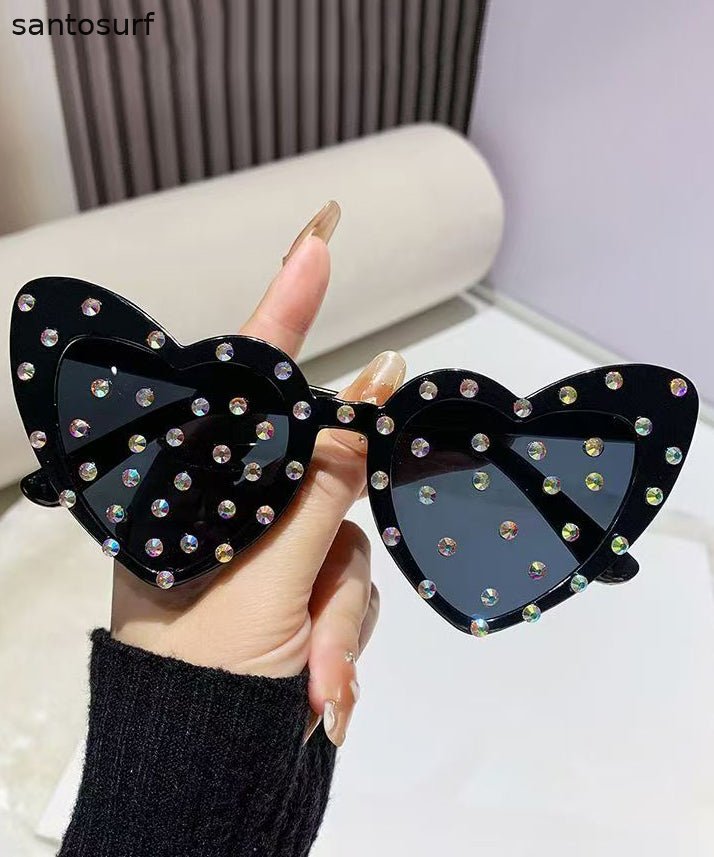 Fashion Black Resin Love Pearl Dancing Party Sunglasses
