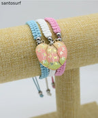 Boutique Orange Alloy Weave Tassel Best Friend Set Charm Bracelet