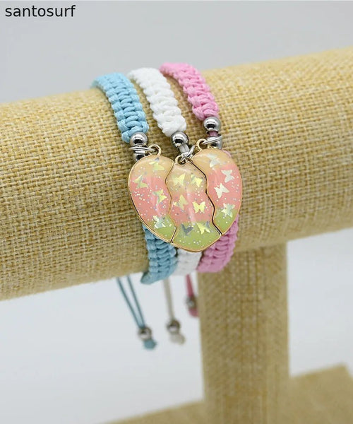 Boutique Orange Alloy Weave Tassel Best Friend Set Charm Bracelet