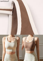Beige U Neck Backless Solid Sports Bra