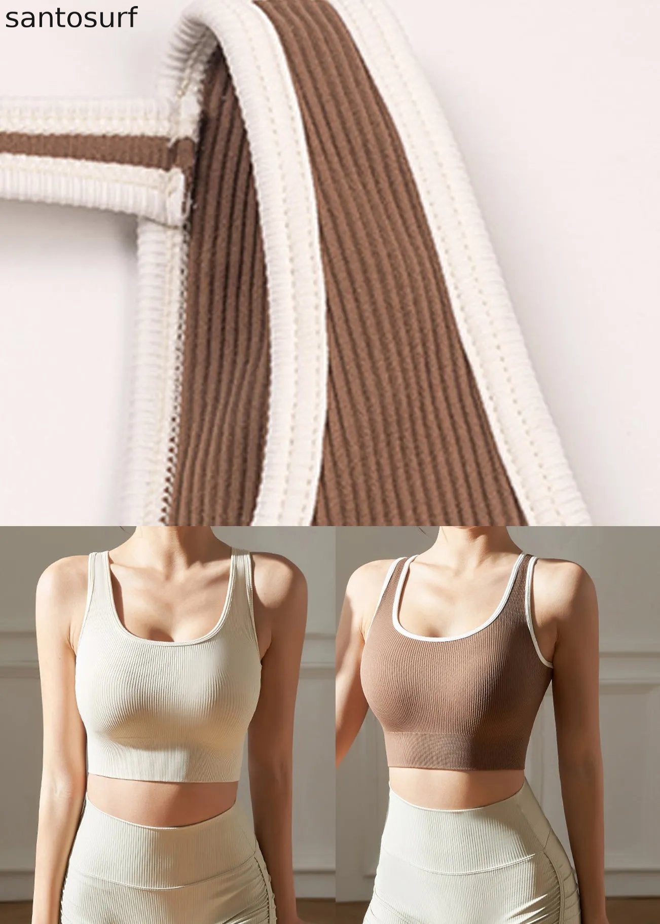Beige U Neck Backless Solid Sports Bra