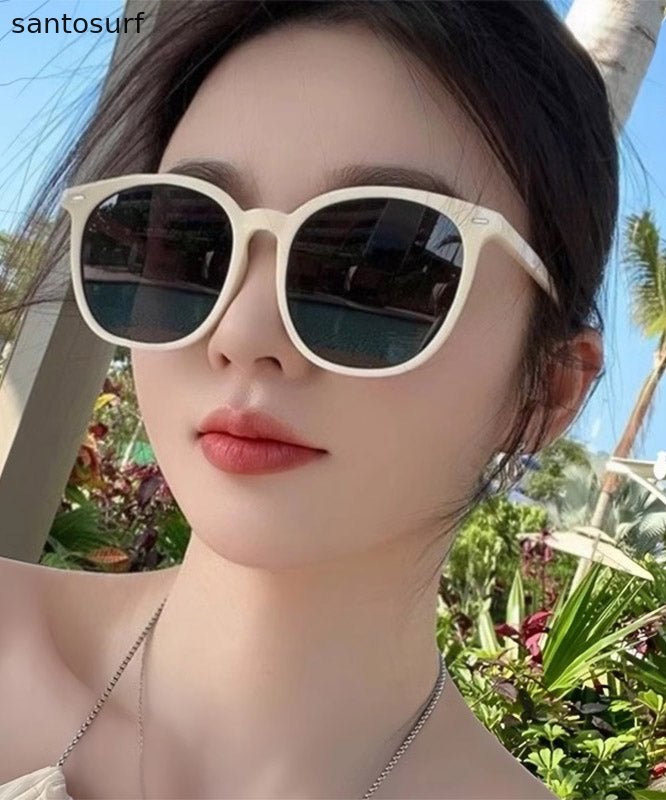 Simple White Resin Patchwor UV Protection Sunglasses
