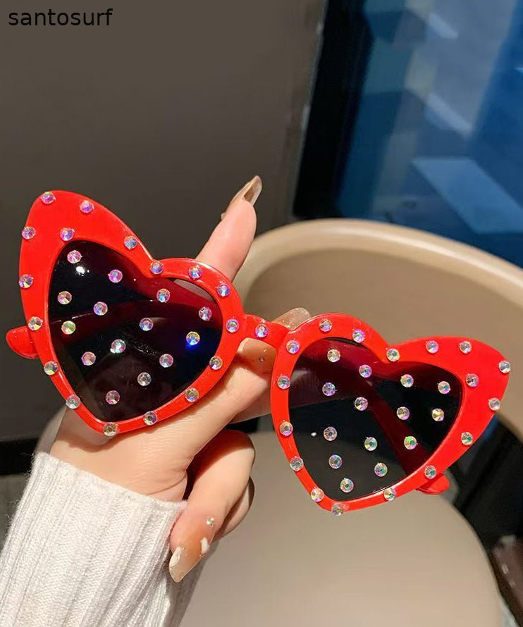 Fashion Black Resin Love Pearl Dancing Party Sunglasses