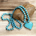 Retro Ethnic Style Turquoise Love Handmade Necklace