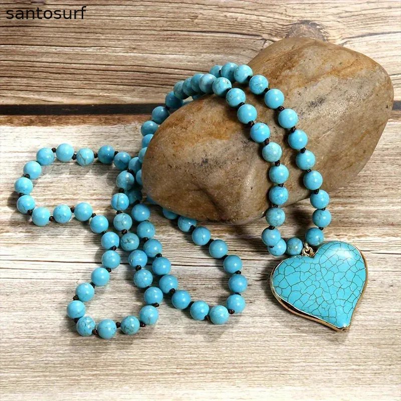 Retro Ethnic Style Turquoise Love Handmade Necklace