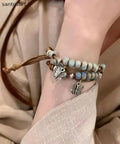 Casual Alloy Weaving Ceramic Butterfly Charm Bracelet Two Piece Set